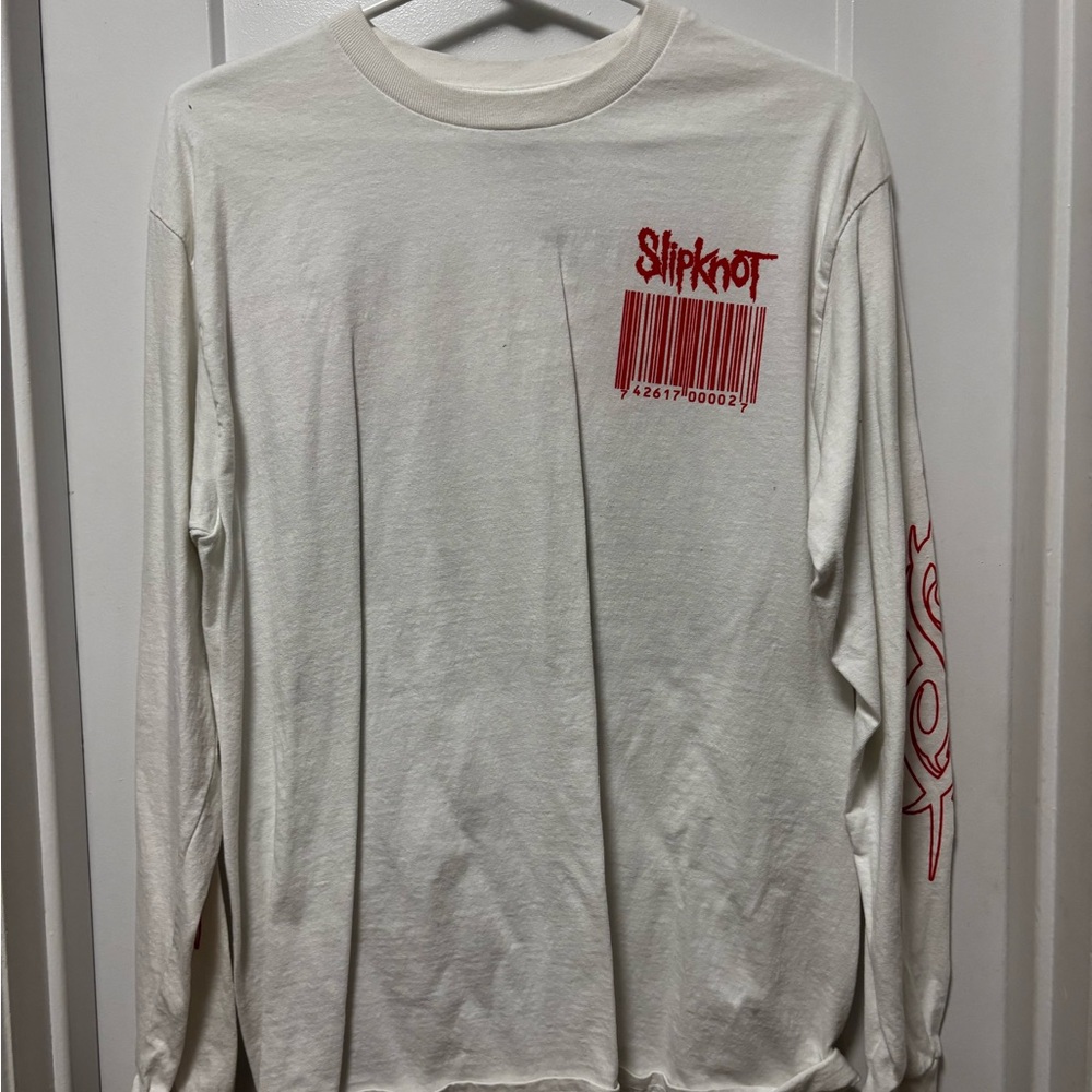 Spencer's White and Red Slipknot Graphic Long Sleeve Shirt